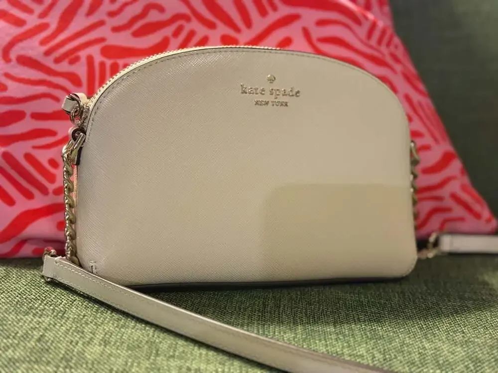Kate Spade Sylvia Dome Crossbody Bag Parchment Cream Gold Hardware Leather